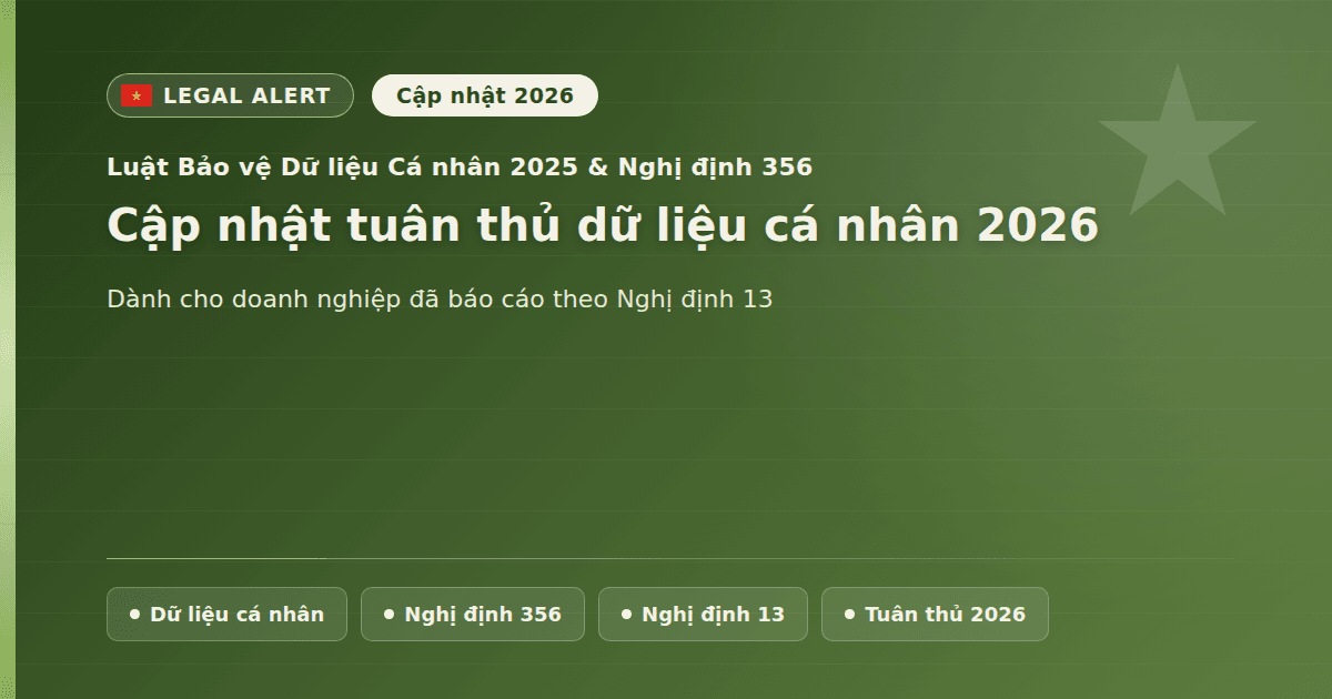 Cập nhật tuân thủ dữ liệu cá nhân 2026 cho doanh nghiệp đã báo cáo theo Nghị định 13