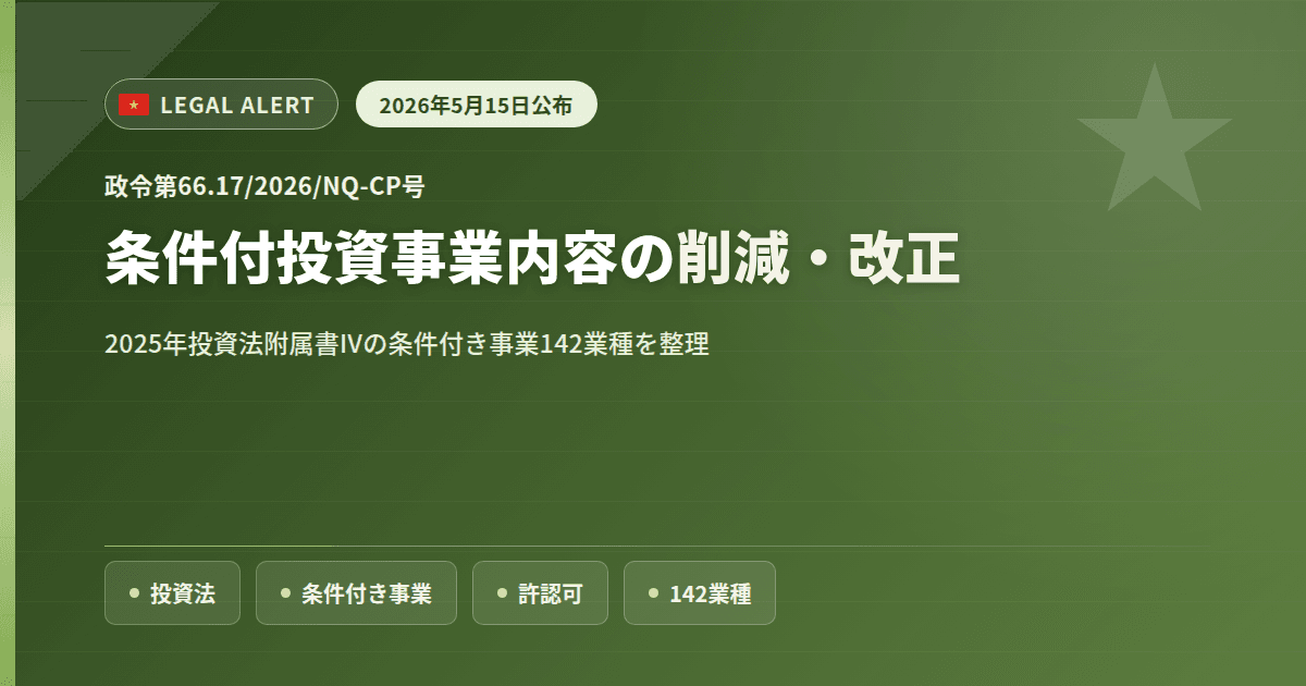 条件付投資事業の削減・改正(政令第66.17/2026/NQ-CP号)